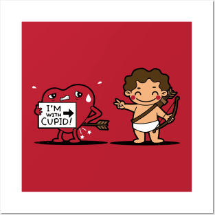 Funny Cute Kawaii Cupid Heart Valentine Relationship Cartoon Posters and Art